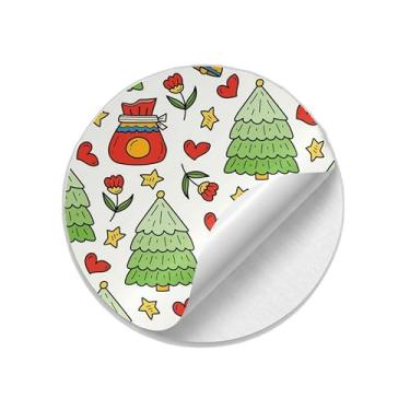 Imagem de Adesivos Redondos Natalinos 25 Unidades Com Estampa Mão Desenhada Doodle - Tamanho 50x50cm