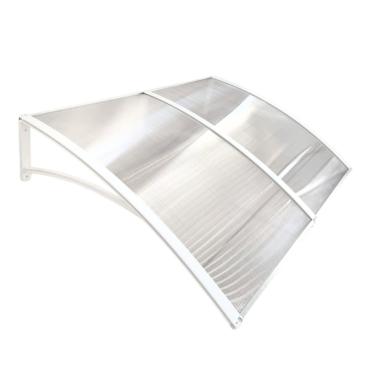 Imagem de Toldo Policarbonato 100 a 200x70cm Alta Resistência, Proteção UV area externa portas e janelas, Ideal para Área Externa, Portas e Janelas Residenciais(Branco c/translucido,120x70cm)