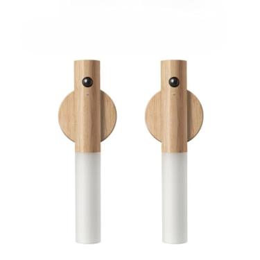 Imagem de Luminária LED Inteligente com Sensor de Movimento, Bateria Recarregável, Adesivo Ultra Potente, Design Moderno para Escritório, Quarto e Ambiente Comercial(2 MADEIRA CLARA)