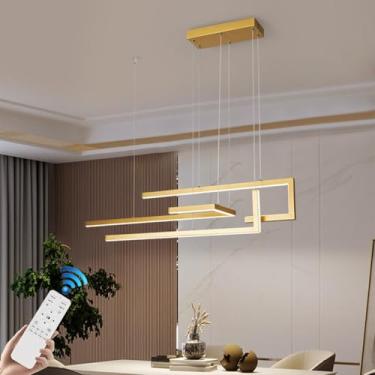 Imagem de Luminária pendente moderna com controle remoto, LED para mesa de jantar, lustre com luz LED dimerizável, altura ajustável de 150 cm, em alumínio, ideal para restaurantes, cozinhas, ilhas de