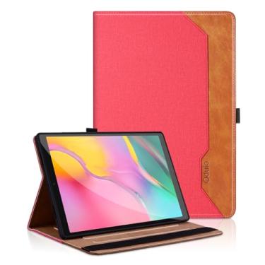 Imagem de Capa para Samsung Galaxy Tab A de 10,1 polegadas 2019 (SM-T510/SM-T515) - Capa protetora para negócios com bolso, suporte de visualização em vários ângulos, rosa vermelha