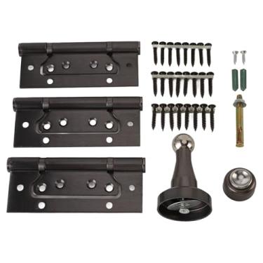 Imagem de AUNMAS Kit de Dobradiça de Porta de 5 Polegadas Com Batente Magnético, Dobradiça Resistente de Aço Manganês Premium, Rotação Silenciosa de 360° para Portas de Quarto e Casa (Cinza)