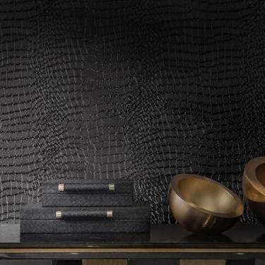 Imagem de Micpolo Papel de parede preto autoadesivo removível papel de parede de contato vintage para banheiro quarto armários