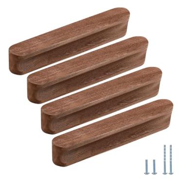 Imagem de Evionlin 8 maçanetas de porta de armário de nogueira longa de 13 cm, puxador oval de gaveta de madeira para armário de cozinha