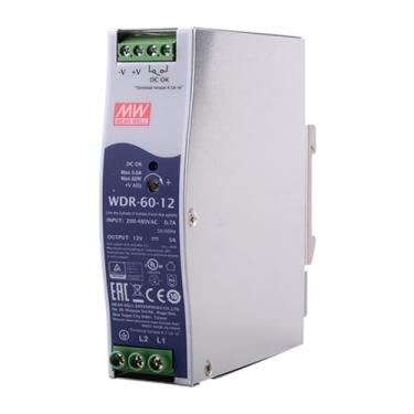 Imagem de Mean Well 60W Fonte De AlimentaçãO Industrial Trilho Din De Entrada Ultra Larga Pc Convert-A-Bench Transformador VariáVel 12V 5A (WDR-60-12 12V/5A/60W/Input Industrial)
