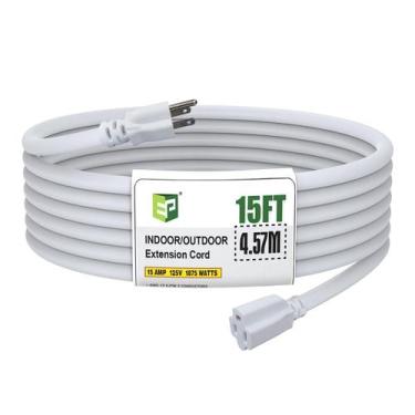 Imagem de Cabo de extensão externo EP 15 pés 12/3 SJTW 15A 125V branco