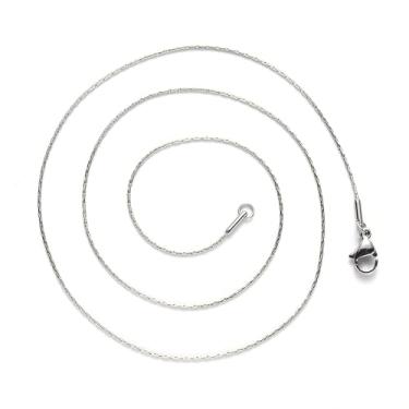 Imagem de 1 colar de corrente de aço inoxidável Boston com fecho de garra de lagosta para fazer joias DIY, 19.68 inch(50cm)x1.2mm, Metal, Sem pedras preciosas