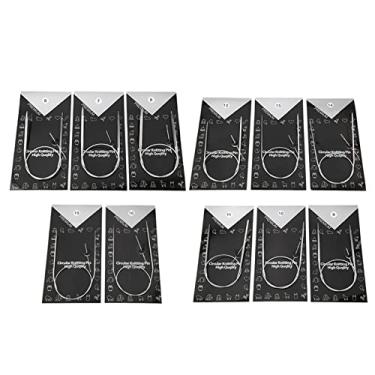 Imagem de fosa 11pcs Agulhas de tricô Circulares, Design Oco de Aço Inoxidável, Com 43 65 80cm, para Tecer Artesanalmente Faça você Mesmo Suéter Chapéu Cachecol Luvas (80 centímetros)