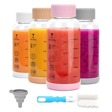 Imagem de Zukro Garrafas de vidro de 350 ml para sucos e água com medida de 4 unidades