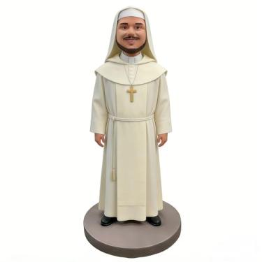 Imagem de Estatueta religiosa personalizada de freira/padre com foto personalizada, estátua feita à mão, coleção exclusiva para igreja/casa, para celebrações religiosas/entusiastas da fé e marcos espirituais