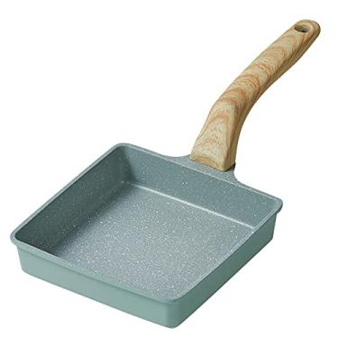 Imagem de Panela de Omelete Japonês Pedra Maifan Antiaderente com Cabo Madeira para Cozinha Comida Bebê Multifuncional Rolinho Ovo Fácil Limpar e Armazenar Adeq