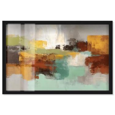 Imagem de Arte abstrata de parede minimalista Tones I Shadowbox da Art Remedy, moldura preta, 78 x 53 cm