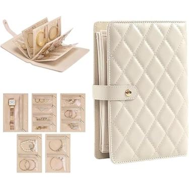 Imagem de STILTOOL Estojo organizador de joias de viagem, fichário com zíper transparente, bolsa organizadora portátil de veludo, bolsas de joias para colares, brincos, anéis, pulseiras