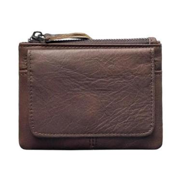 Imagem de Carteira De Couro Slim RFID Para Homens, Pequeno Porta-Cartões Com Bol