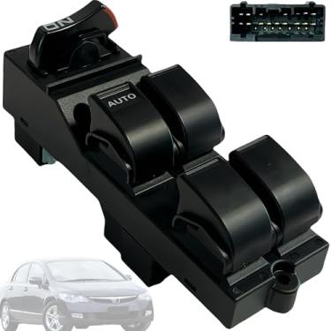Imagem de MEILICACY Botão de interruptor de janela elétrica dianteiro esquerdo do lado do motorista adequado para Honda Civic si CX EX HX LX Si EX Sedan 4 portas 1.6L CR-V (2002-2006) OEM: 83593-s04-9500 Honda