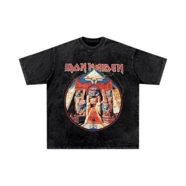 Imagem de Camiseta Unissex Vintage Lavada Hip Hop Rock Manga Curta Estilo Americ