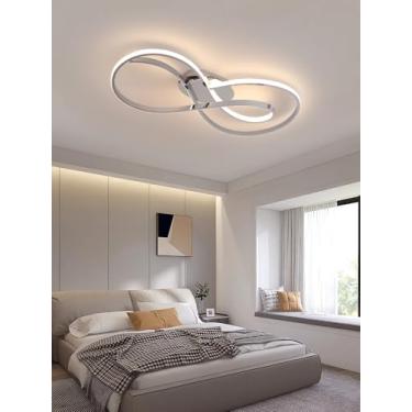 Imagem de Luminária de teto LED para sala de estar, com intensidade regulável e controle remoto. Design moderno e criativo, em acrílico, ideal para iluminação de interiores, quartos e salas de jantar