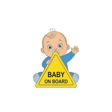 Imagem de Vesvory Adesivo de bebê a bordo para carros, placas de segurança fofas refletivas de alta intensidade, decalque de segurança de vinil à prova d'água para dirigir à noite para para-choque traseiro