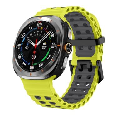 Imagem de SKXMOD Pulseira marinha para Samsung Galaxy Watch Ultra, 47 mm, acessórios esportivos, pulseira correa de silicone para Galaxy Watch7 ultra 47 mm (cinza limão)