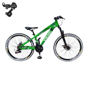 Imagem de Bicicleta 26 VikingX T25 21v Freeride Cambio Traseiro Shimano Freio Disco Pneu faixa Branca1.50-Unissex