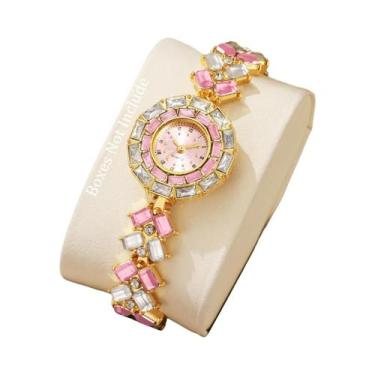 Imagem de Relógio De Quartzo Feminino Com Strass, Pulseira De Moda, Luxuoso Reló