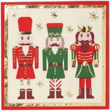 Imagem de Sophistiplate Guardanapos de coquetel de papel quebra-nozes de férias, 12,7 x 12,7 cm, folha dourada, guardanapos de papel de Natal - 20 ct.