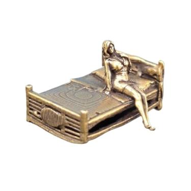 Imagem de Estátua de miniaturas de arte corporal feminina sentada em latão de 3,5 cm, escultura de arte feminina de metal, bonsai de mesa, suculenta, paisagem em miniatura, decoração de carro