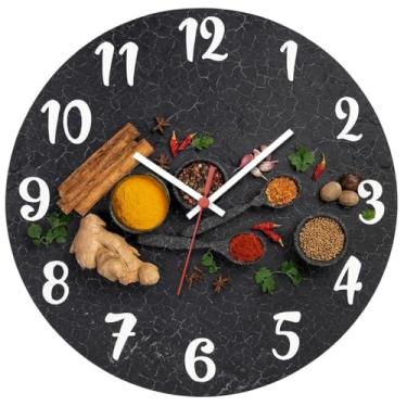 Imagem de Relógio De Parede 29cm Cozinha Decorativo Silencioso Pendulart (Cozinha08 - Temperos2)
