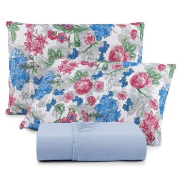 Imagem de Jogo de Lençol Casal Malha 100% Algodão 03 Peças Com Elástico - Maluca