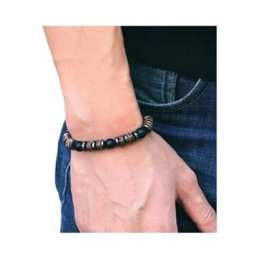 Imagem de Pulseira Vintage Masculina De Pedra Natural, Hematita, Olho De Tigre, 