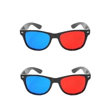 Imagem de 2 peças de óculos 3D vermelhos e azuis com moldura de vídeo dimensional para filmes de TV universal, óculos 3D, óculos de DVD para jogos de filmes 3D, óculos de visualização 3D, acessórios de óculos