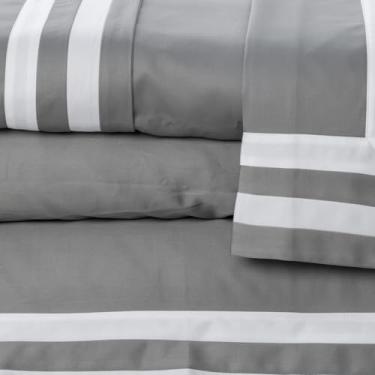Imagem de Artelassê Jogo de Lençol Queen 400 fios Monterrey Cinza Steel/Branco
