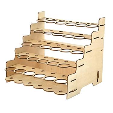 Imagem de Rack de Pigmento Madeira DIY Organizador Suprimentos Pintura em Múltiplas Camadas Suporte para Pincéis e Canetas