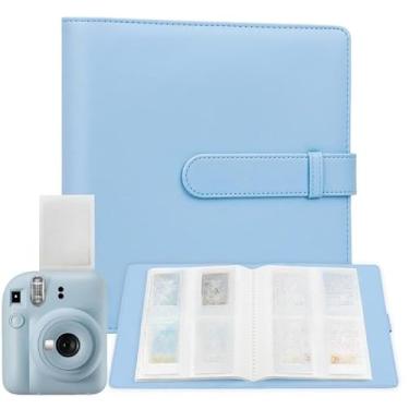 Imagem de Álbum de fotos universal, 256 páginas - Acomoda fotografias de 3 polegadas, material PU durável (Azul claro)