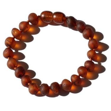 Imagem de Pulseira e Tornozeleira Infantil 15cm Âmbar Báltico Mel Escuro Não Pol