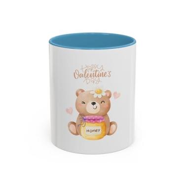 Imagem de Caneca de urso feliz dia dos namorados – copo de café com detalhe de pote de mel fofo
