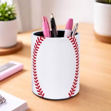 Imagem de Porta-lápis de beisebol de renda com bola, organizador de lápis, copo de lápis, decoração de mesa, suporte de pincéis de maquiagem, multifuncional, material de escritório para casa, sala de aula