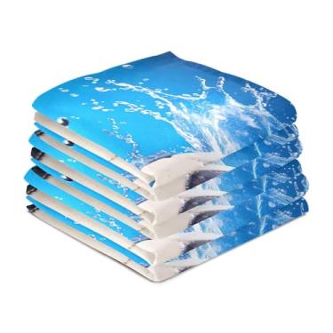 Imagem de Wassud Toalhas de cozinha bola de futebol em respingos de água panos de prato de cozinha pacote com 6 panos de prato macios com laço para pendurar toalha de mão super absorvente de secagem rápida