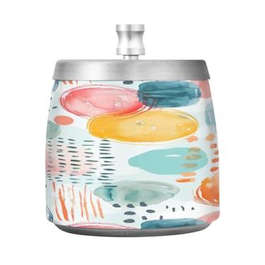 Imagem de STAYTOP Cinzeiro de grafite colorido com tampa, aço inoxidável à prova de vento, sem fumaça, cinzeiro de cigarro grande para decoração de escritório em casa