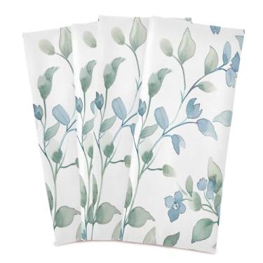 Imagem de Wassud Toalhas de cozinha aquarela floral vinhas panos de prato de cozinha pacote com 4 panos de prato macios com laço para pendurar toalha de mão de secagem rápida super absorvente toalhas de chá de