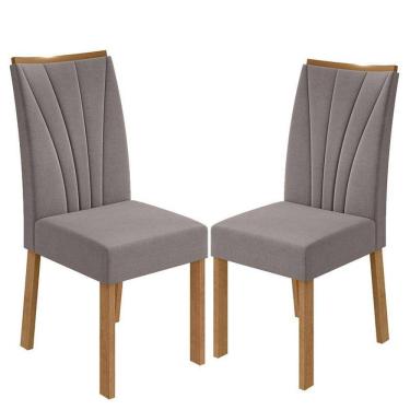 Imagem de Cadeira para Mesa de Jantar Apogeu kit 02 Peças Veludo Liso Capuccino Amêndoa Clean - Lopas