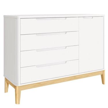Imagem de Cômoda Infantil Classic Boom Branco com Pés Madeira Natural - Reller