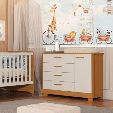 Imagem de Cômoda para Quarto de Bebê 1 Pota e 4 Gavetas Zaki Areia Fosco /Savana
