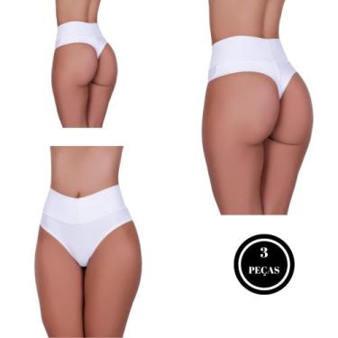 Imagem de Kit 3 Calcinha Fio Duplo e Cós Alto Microfibra Pós Parto - c8 KIT 3 BE