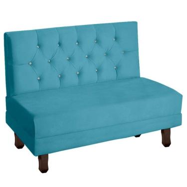 Imagem de Canto Italy Confortável Para Apartamento Cozinha E Restaurantes Veludo Cor Azul Claro