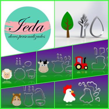 Imagem de Cortador Fazendinha Kit Ieda 6 Modelos Modulares 6 Cm