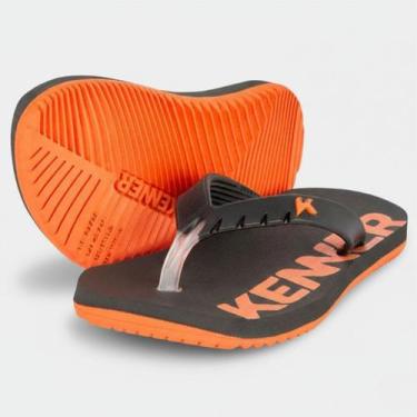 Imagem de Chinelo Infantil Kenner Red Menino - Preto e Laranja - 29/30, 29/30