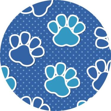 Imagem de Painel de Lona Redondo Patinhas Azuis Poá - Fabrika de Festa, 140x140c