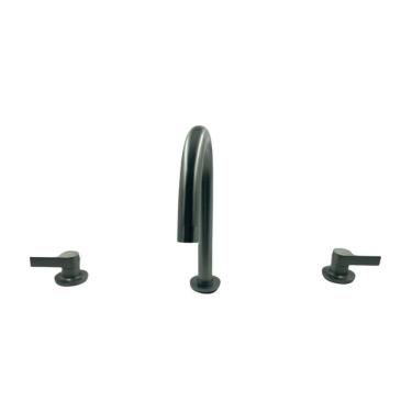 Imagem de Torneira Moderna Duplo Comando Bica Alta Cilíndrica Cinza