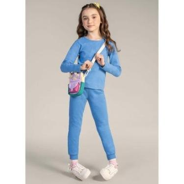 Imagem de Blusa básica infantil menina em cotton Brandili Azul-Feminino